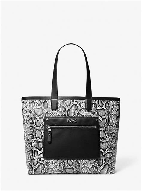 Varick Snake Embossed Leather Tote Bag 